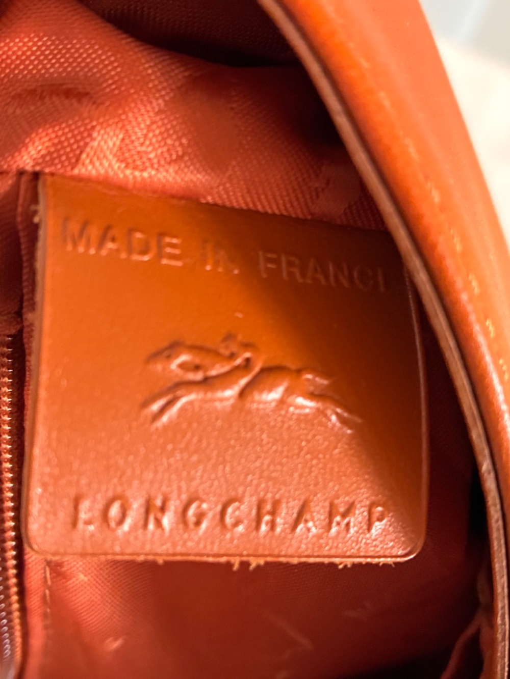 Longchamp orange leather Cavalcade crossbody - Picture 9 of 15